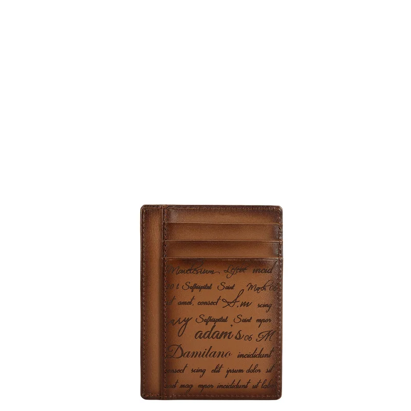 Da Milano Con 9 Slots Leather Card Case - Cognac  | Best Price UAE